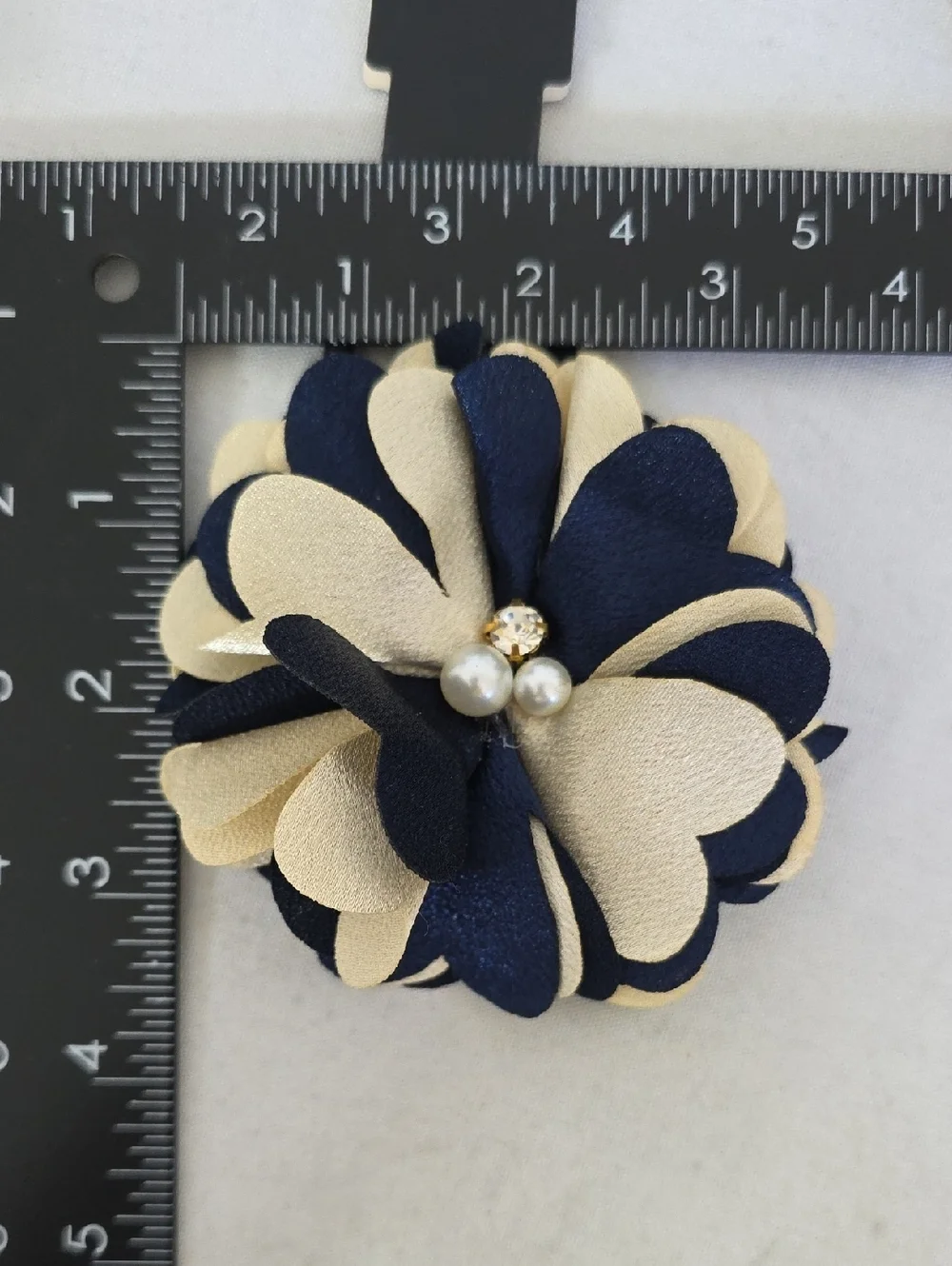 Set Of Three Shimmer Flower Hair Ties Pearls Rhinestone